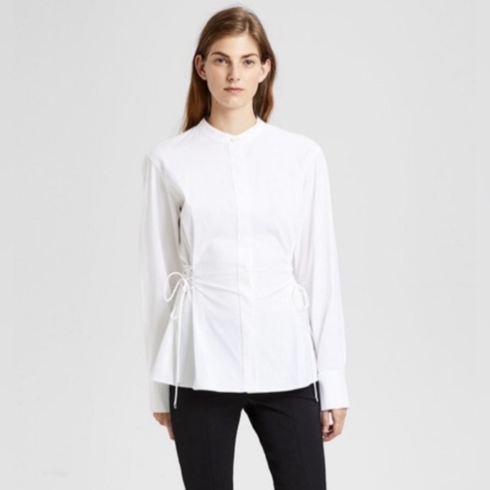 NWT THEORY WHITE LACED BUTTON DOWN, SIZE P - Picture 3 of 16